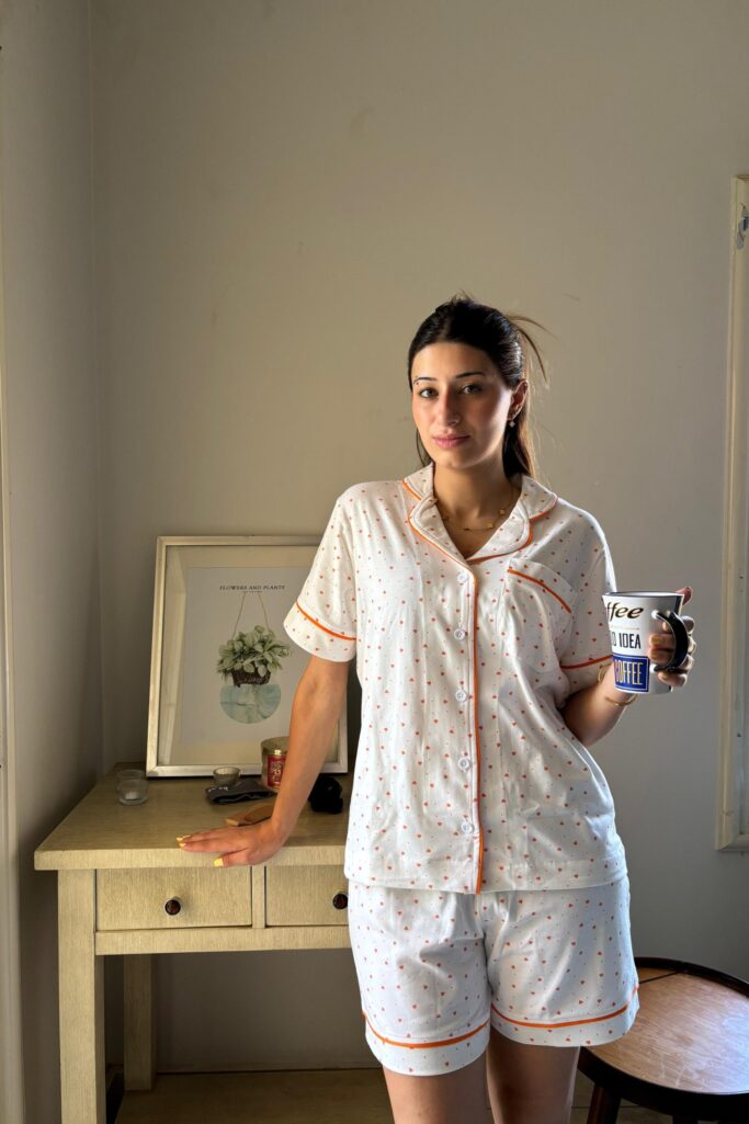 Orange Hearts Shortie PJ