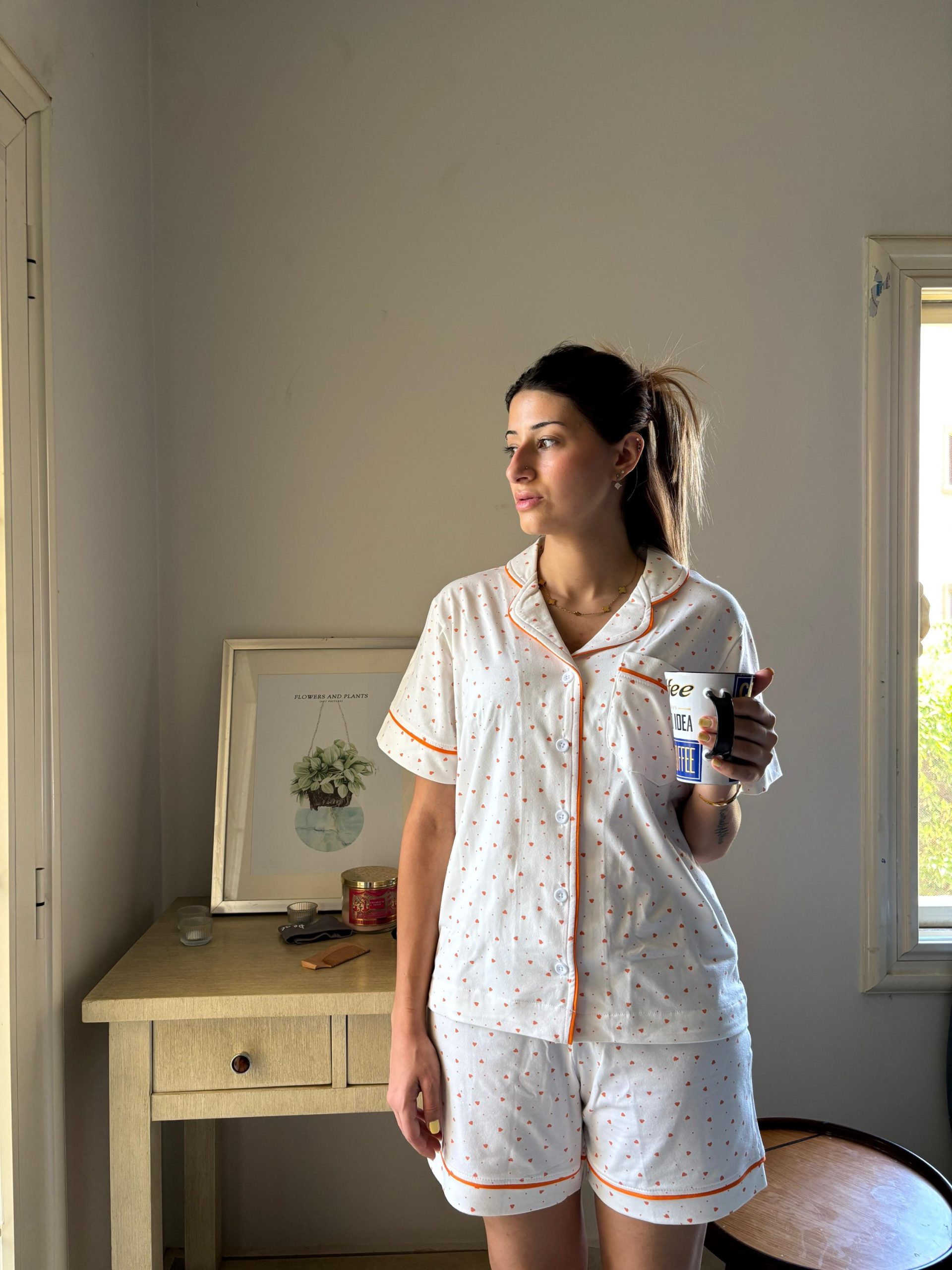 Orange Hearts Shortie PJ