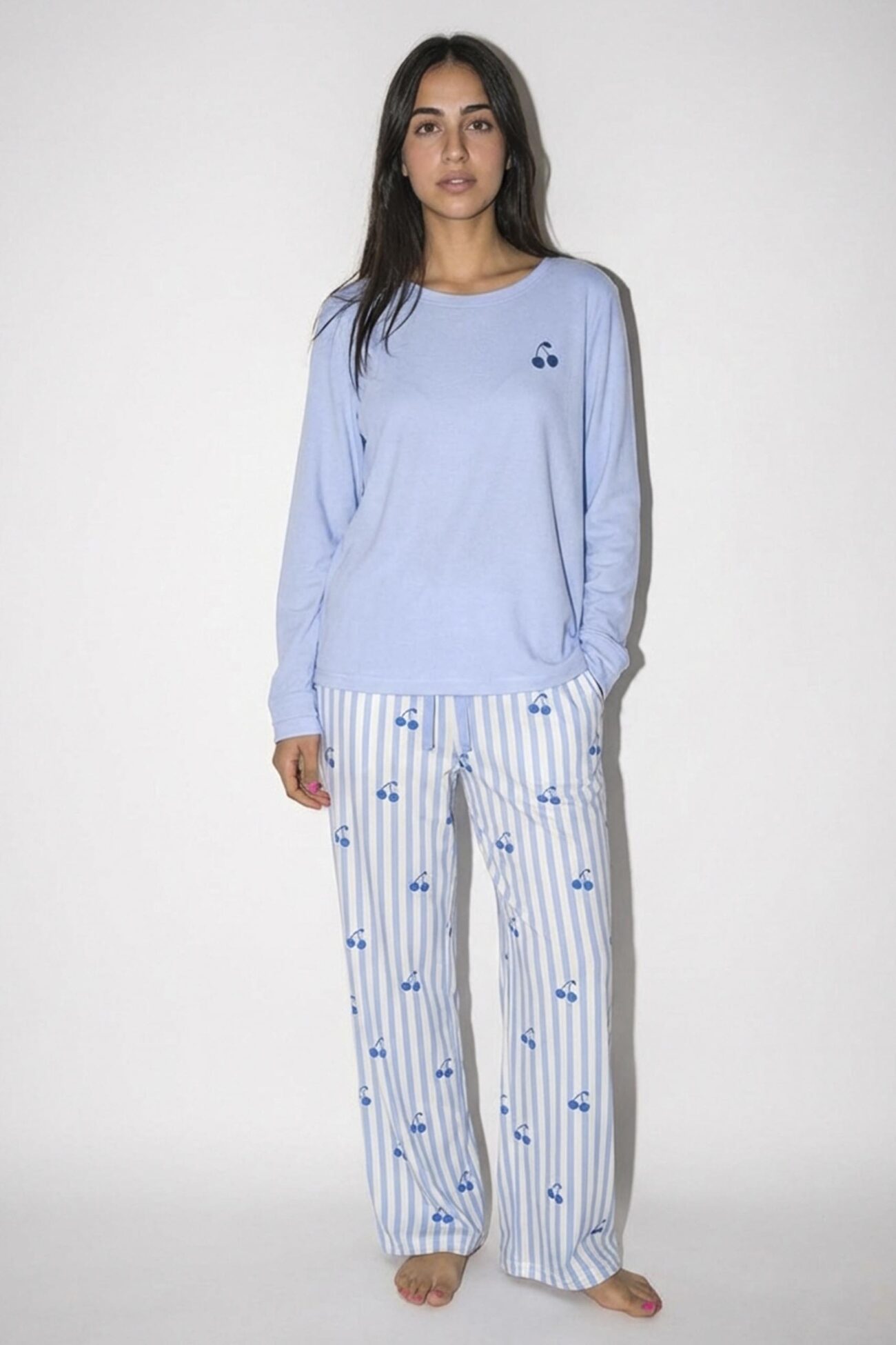 Blue Stripe Cherry Pajama