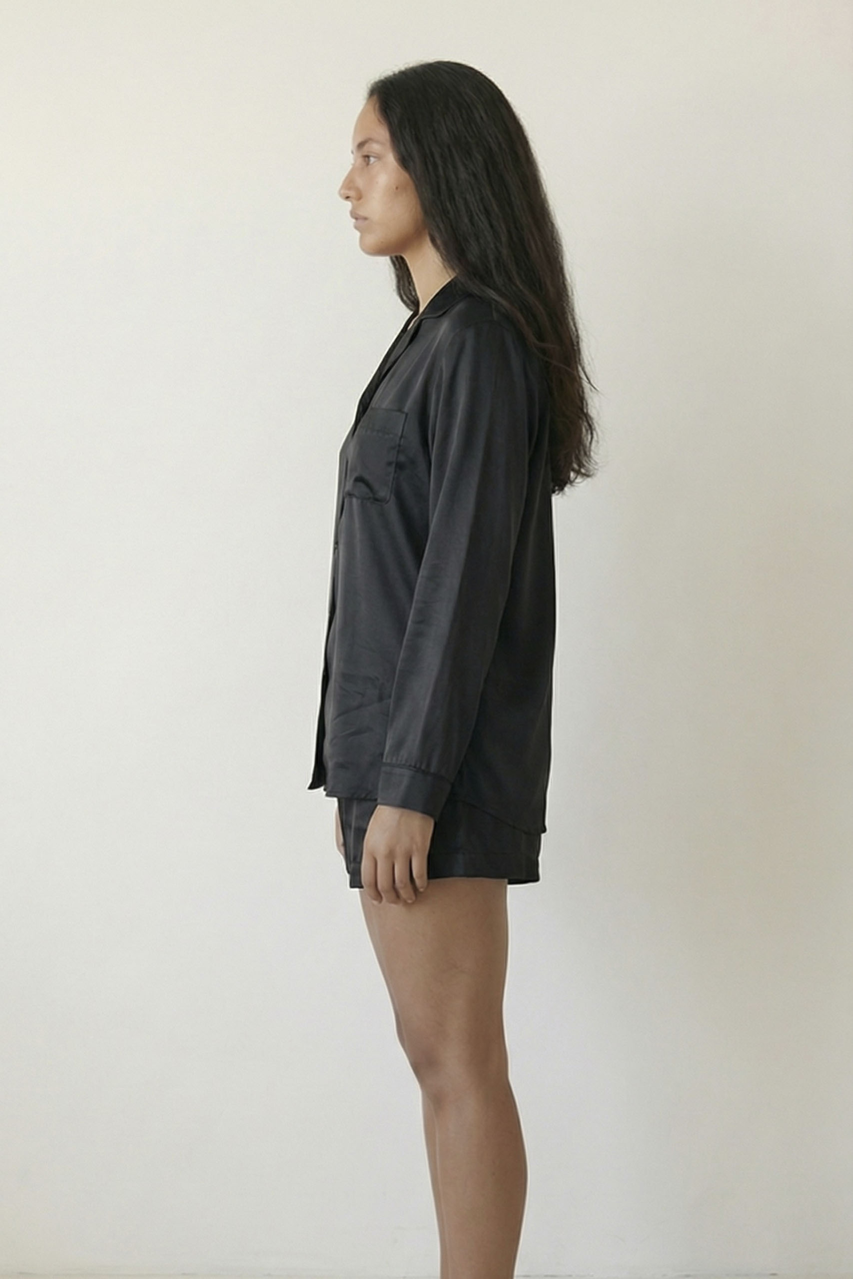 Plain Black Satin Pajama - Image 2