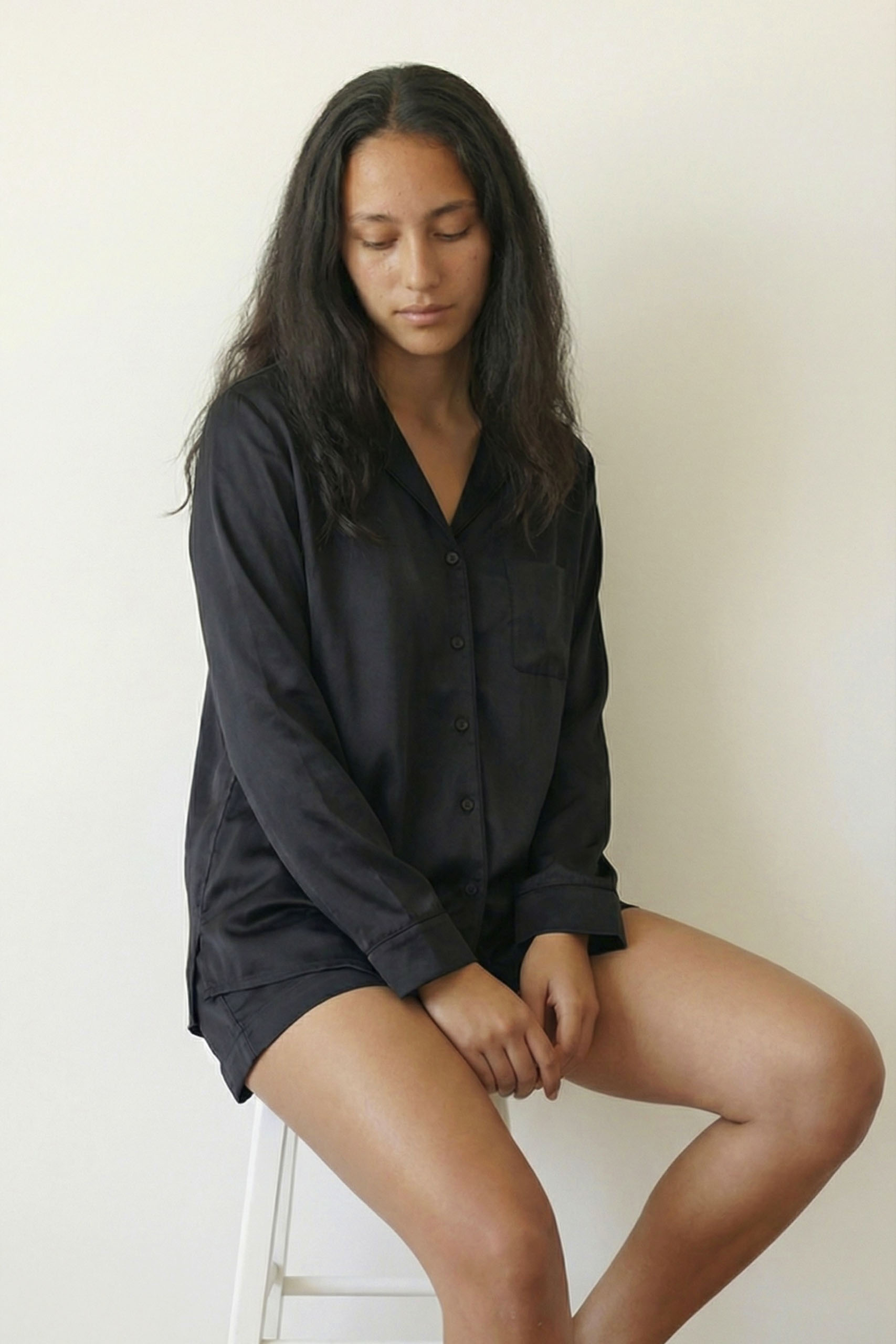 Plain Black Satin Pajama
