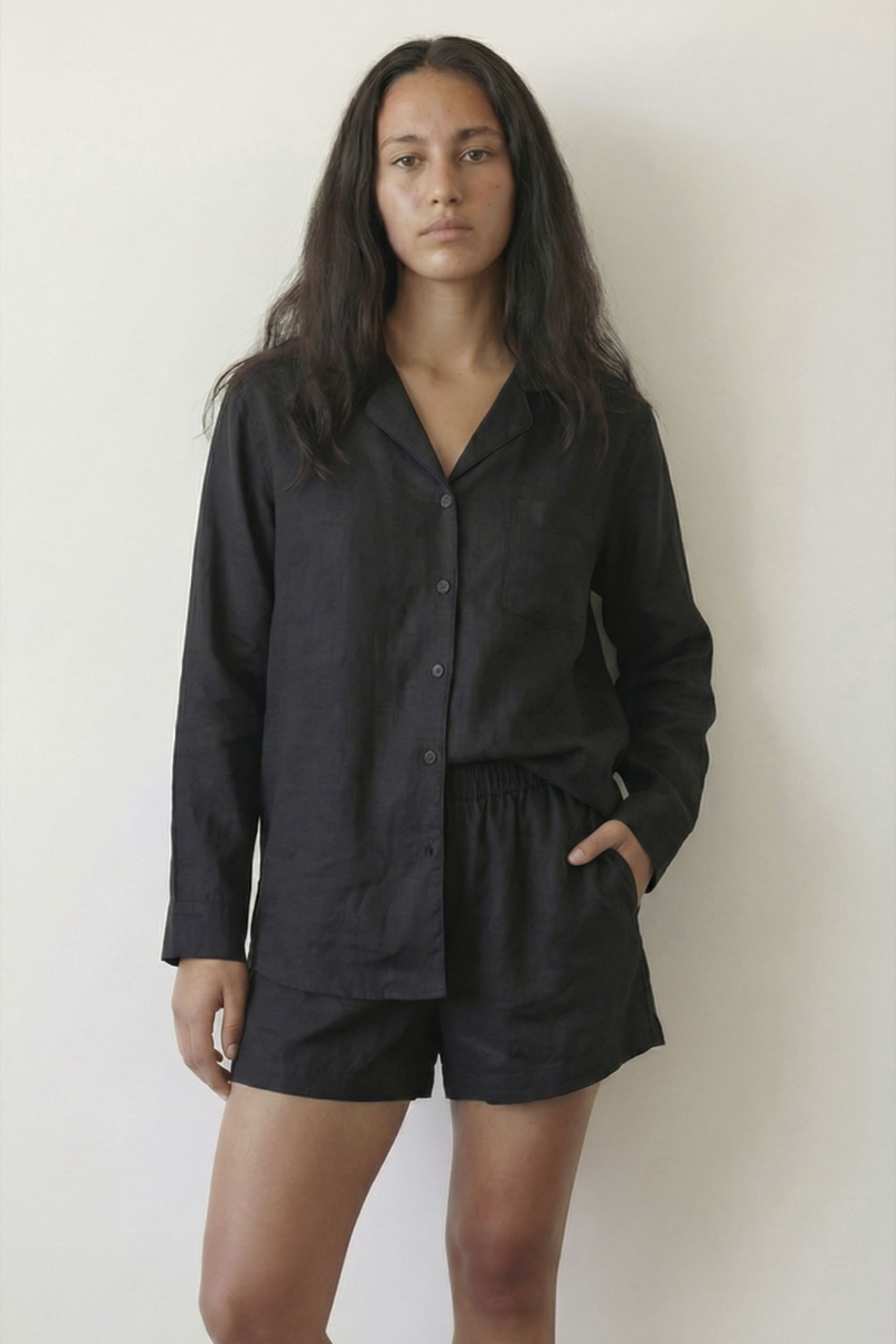 Plain Black Linen Pajama