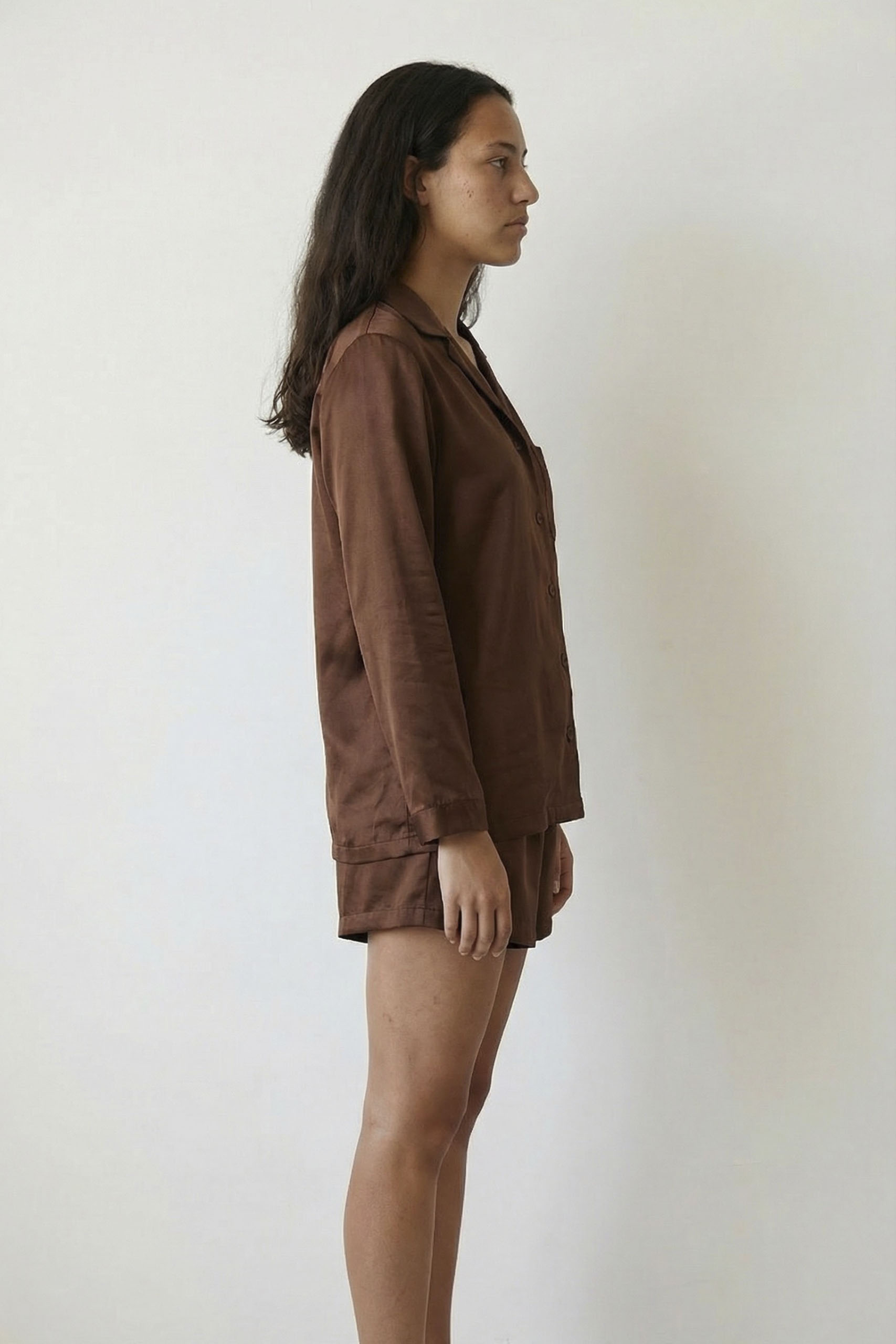 Plain Brown Satin Pajama - Image 2