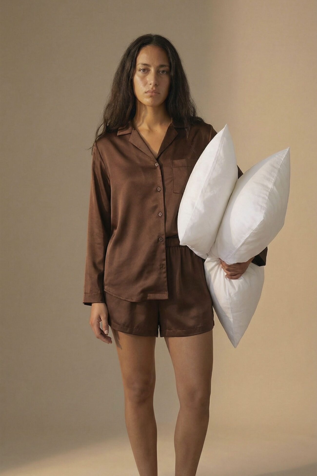 Plain Brown Satin Pajama