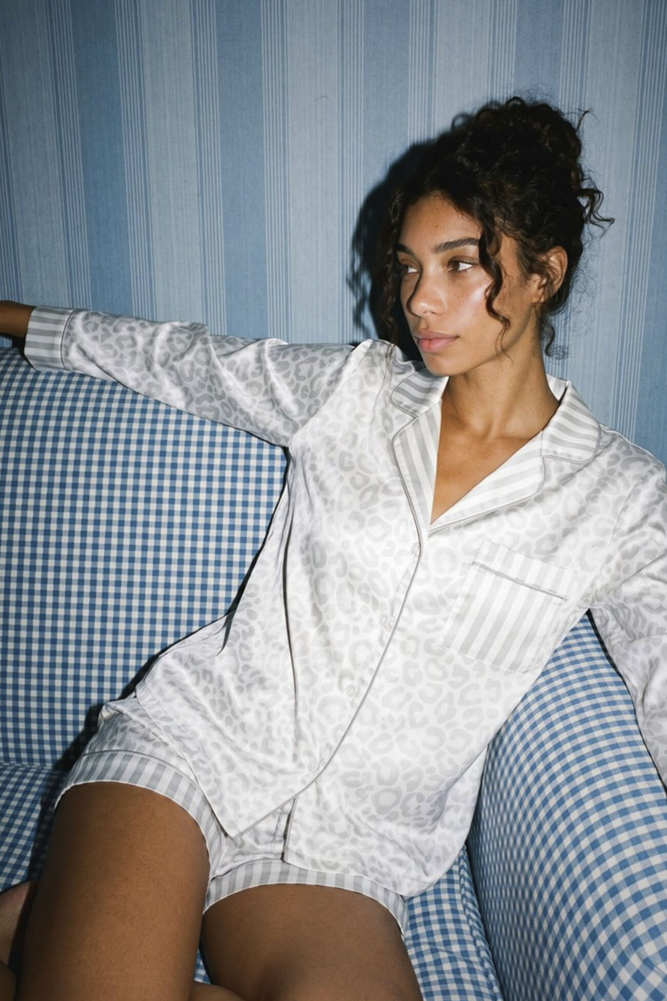 White Leo Satin Pajama