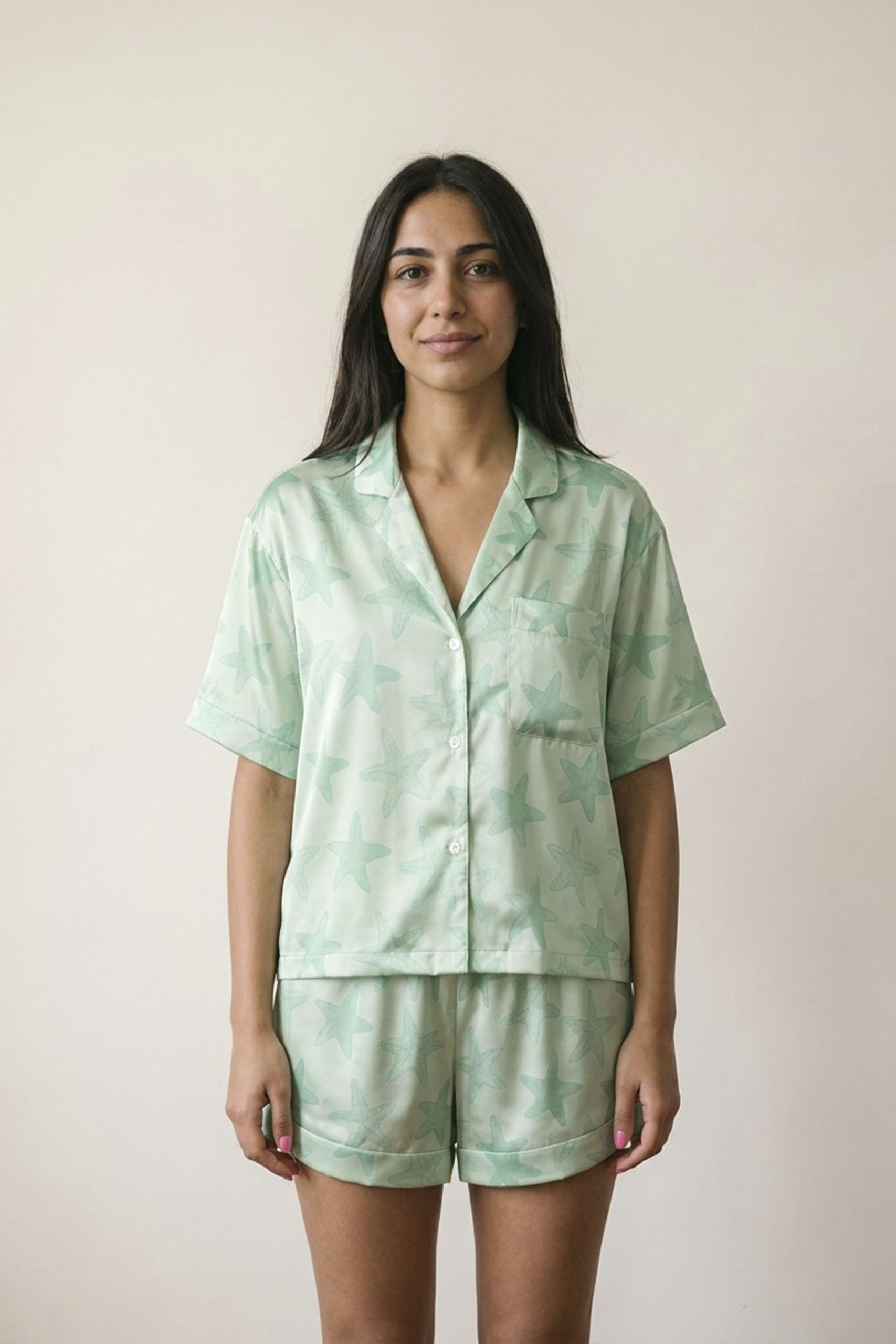 Pistachio Stars Satin Pajama - Image 2