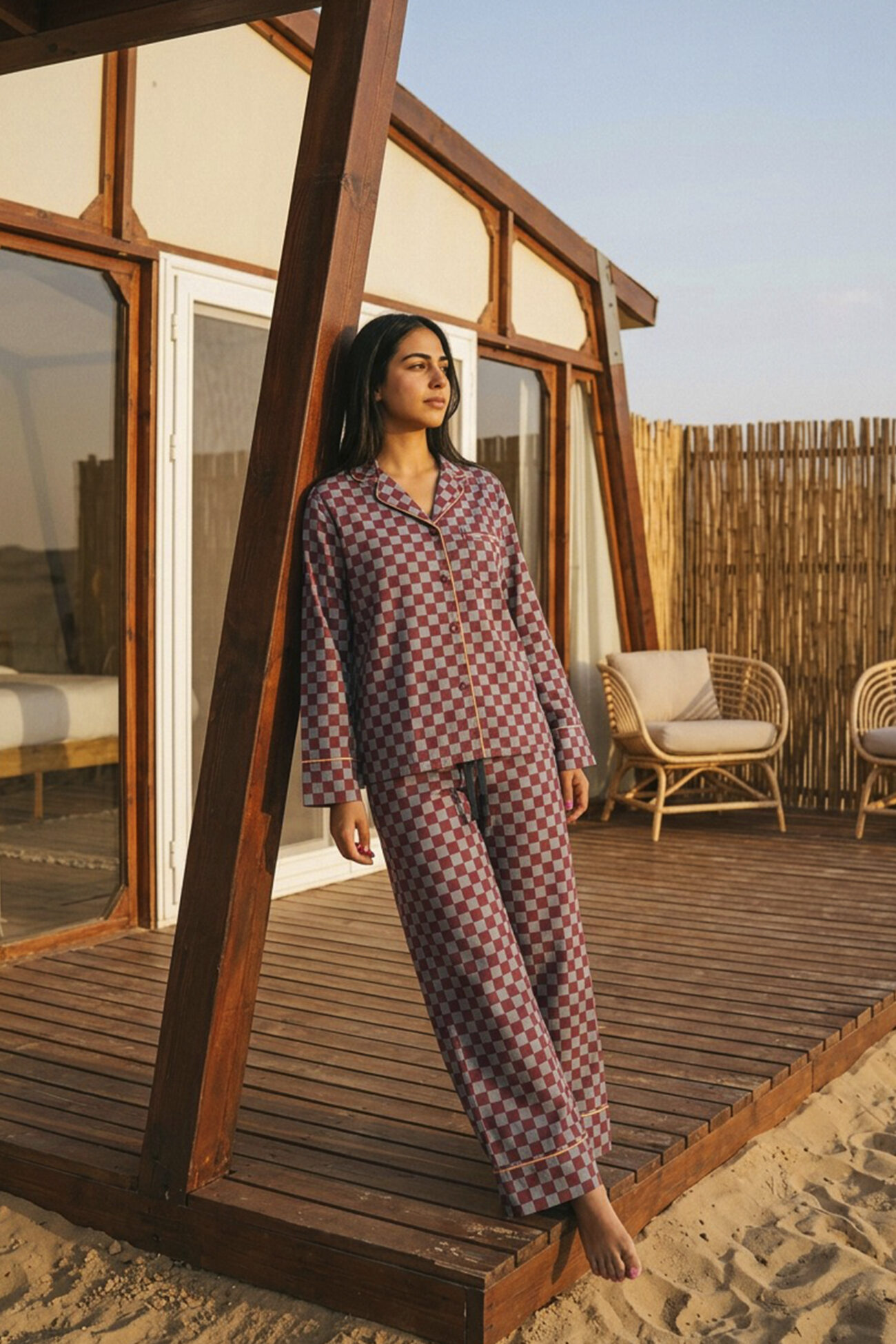 Burgundy Classic Linen Pajama